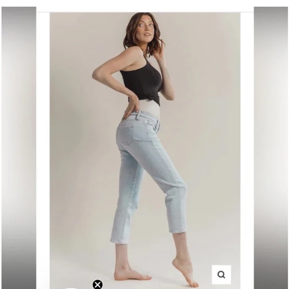 BLANQI® Denim Postpartum Support Straight Crop Jeans - Bleach Wash